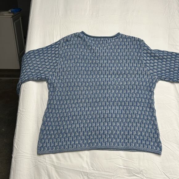 Bobbie Brooks Women’s Sweater Size XL X-Large Blue White Coastal Button Collar - Picture 6 of 7